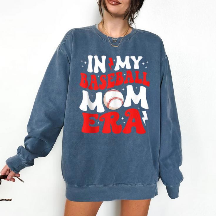 In My Baseball Mom Era Cute Groovy Baseball Comfort Colors Sweatshirt