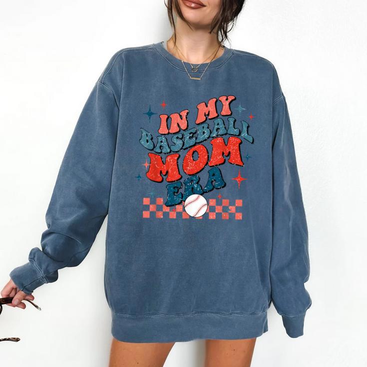In My Baseball Mom Era Groovy Mom Baseball Mama Mother's Day Comfort Colors Sweatshirt