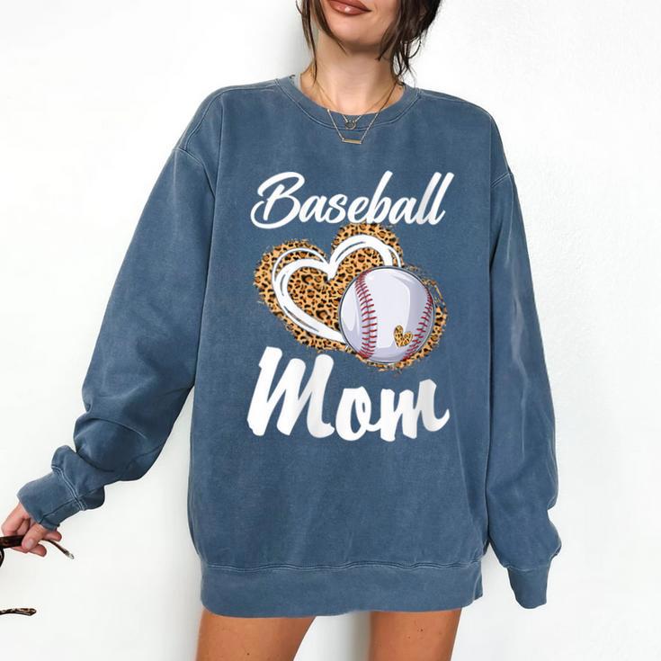 Baseball Mom Grandma Leopard Baseball Lover Fan Comfort Colors Sweatshirt