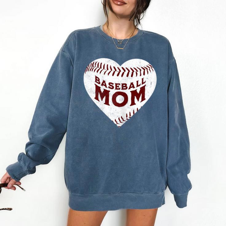 Baseball Mom Heart Love Mother's Day Game Day Support Comfort Colors Sweatshirt