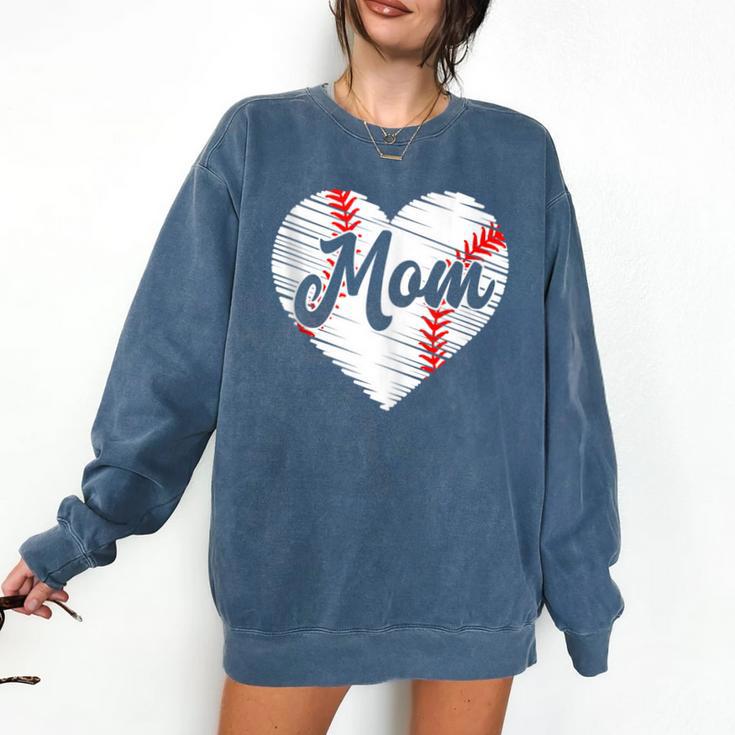 Baseball Mom Heart Mother's Day Mom Grandma Mama Boys Girls Comfort Colors Sweatshirt