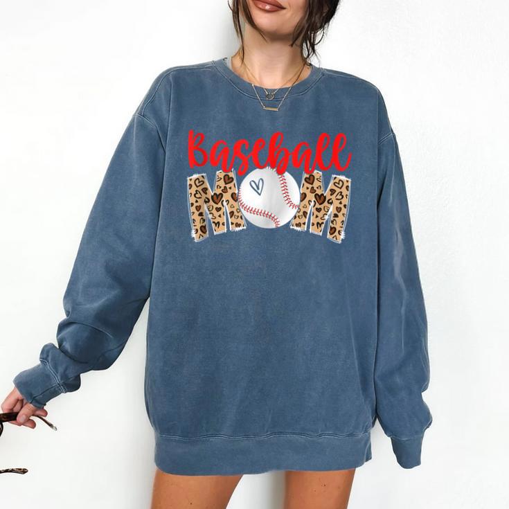 Baseball Mom Leopard Print Cute Mother's Day Sport Lover Comfort Colors Sweatshirt