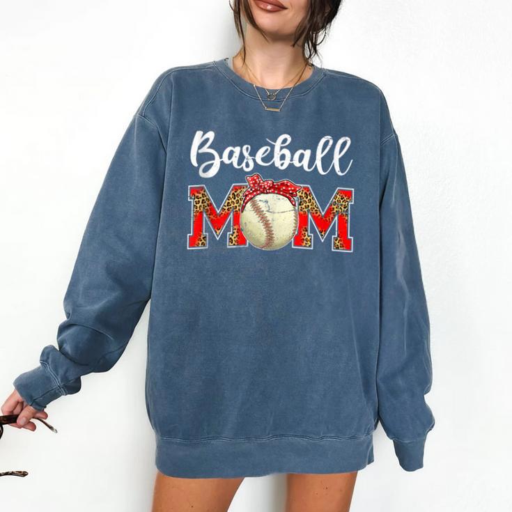 Baseball Mom Leopard Game Day Mom Life Mother's Day Comfort Colors Sweatshirt