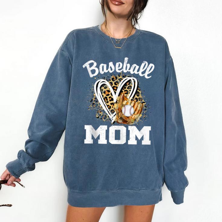 Baseball Mom Leopard Heart Matching Family Comfort Colors Sweatshirt