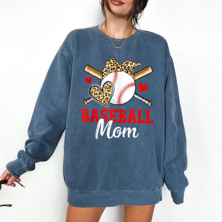 Baseball Mom Leopard Heart Mother's Day Girls Comfort Colors Sweatshirt
