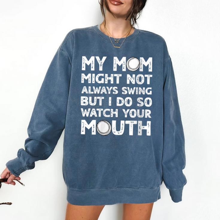 Baseball Mom Swing Watch Mouth Baseball Boy Comfort Colors Sweatshirt