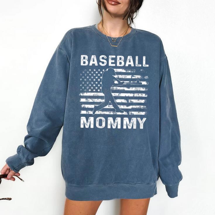 Baseball Mommy Mom USA Flag 4th Of July Comfort Colors Sweatshirt