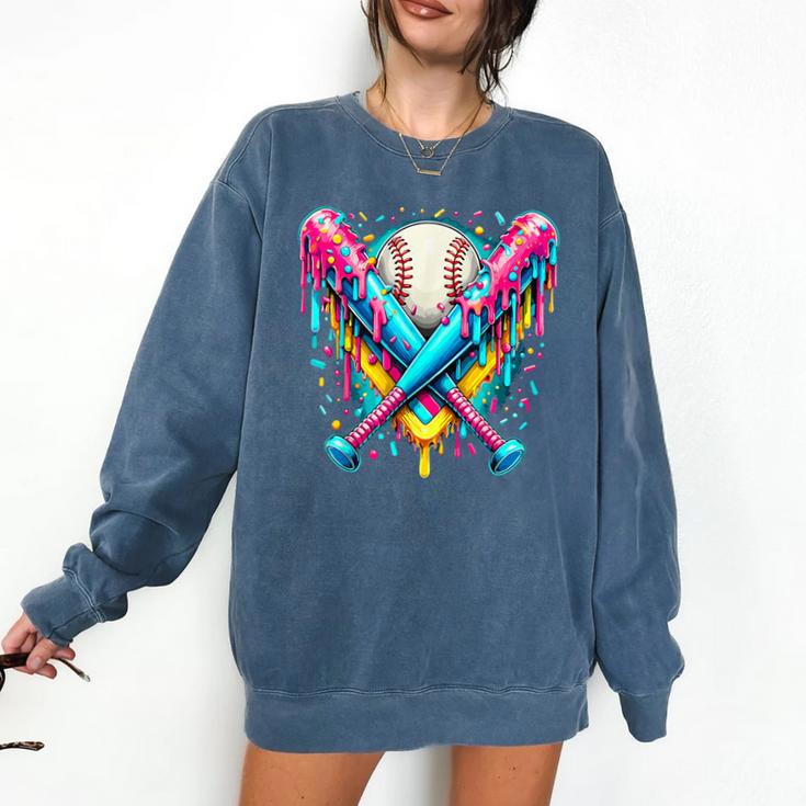 Baseball Player Ice Cream Drip Comfort Colors Sweatshirt