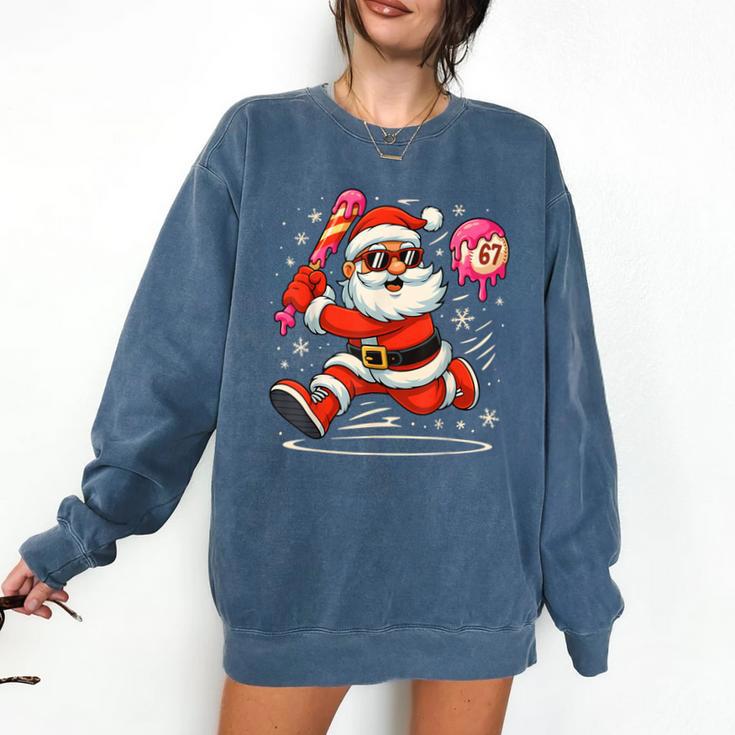 Baseball Santa 67 Baseball Christmas Pajamas Xmas Men Boy 67 Comfort Colors Sweatshirt