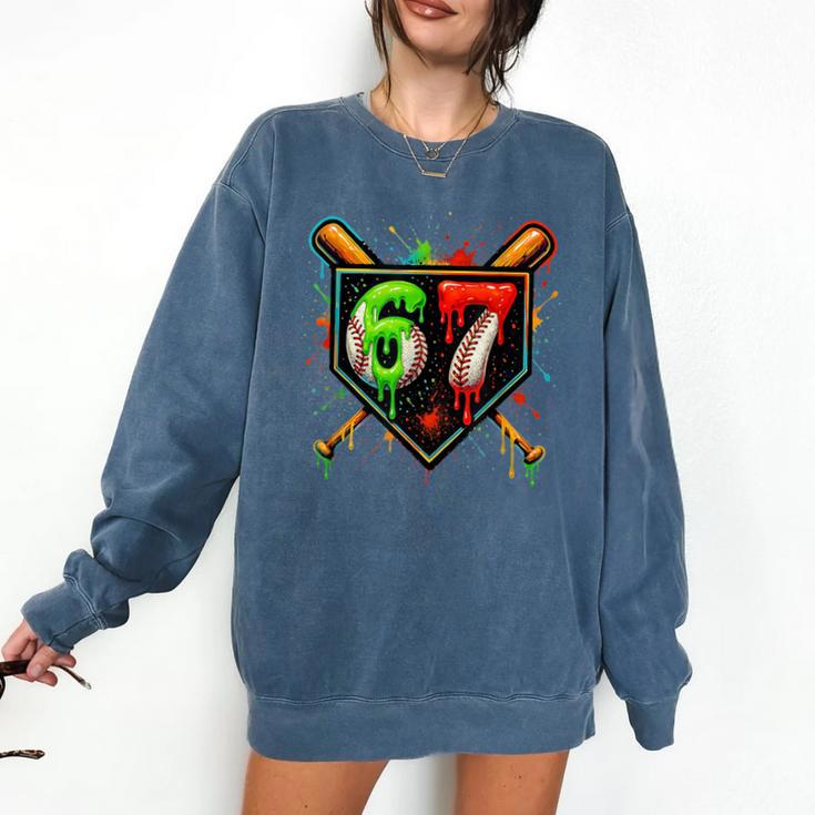 Baseball Six Seven 67 Meme Ice Cream Drip Xmas Women Men Comfort Colors Sweatshirt