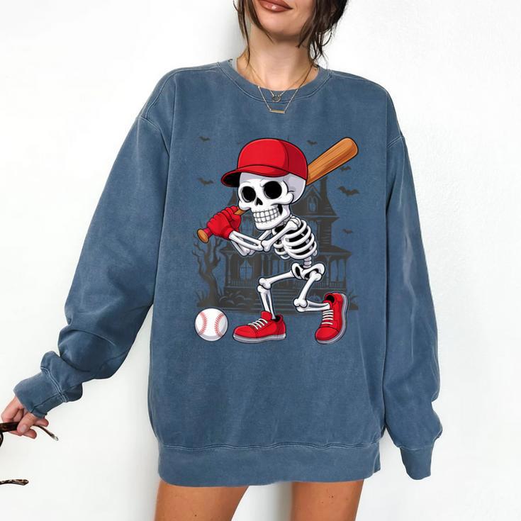 Baseball Skeleton Halloween Playing Comfort Colors Sweatshirt