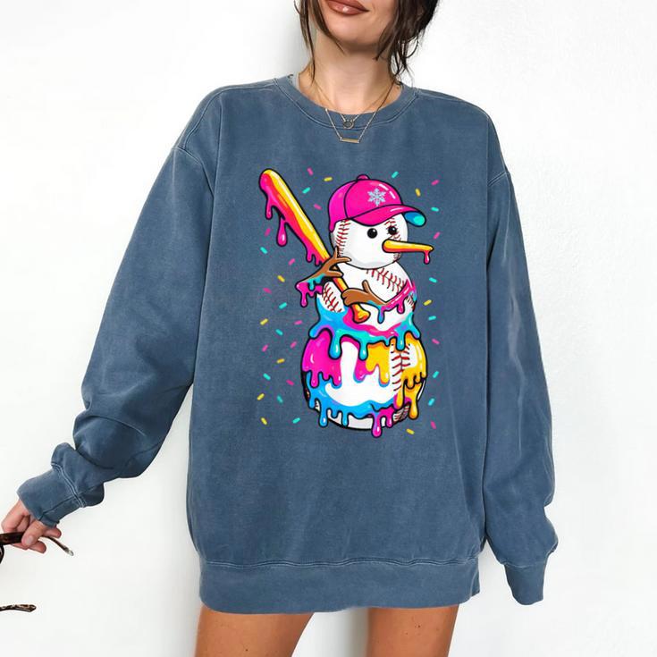 Baseball Snowman Drip Christmas Baseball Boys Men Kids Comfort Colors Sweatshirt