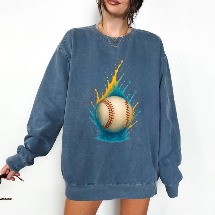 Baseball Splash Team Player For Kids Men Women Comfort Colors Sweatshirt