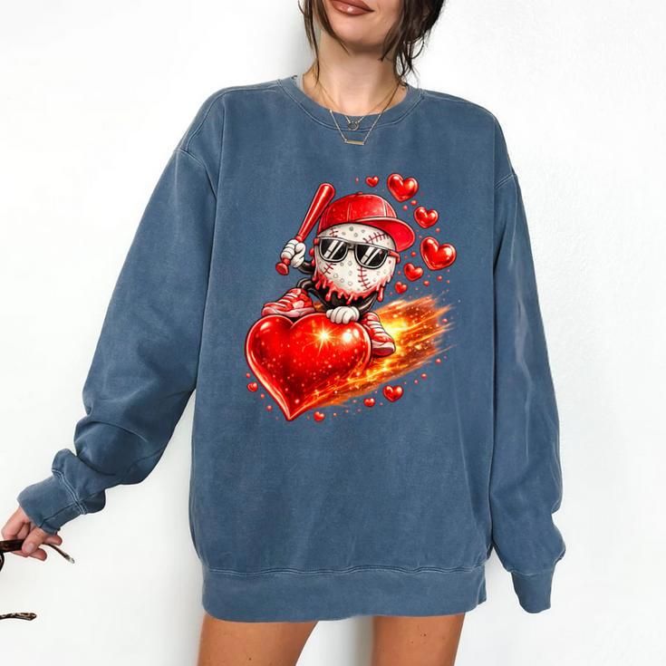 Baseball Valentine's Day Drip Ice Cream Team Comfort Colors Sweatshirt