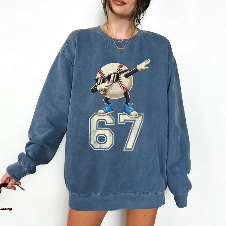 Boys Kids 67 Six Seven Sunglasses Dabbing Baseball Lover Comfort Colors Sweatshirt