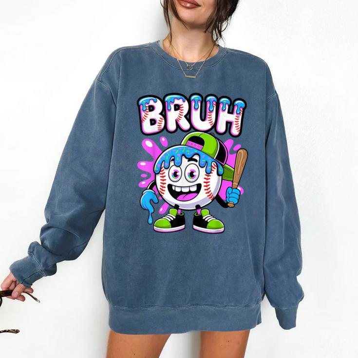 Bruh Baseball Drip Boys Youth Ice Cream Dripping Baseball Comfort Colors Sweatshirt