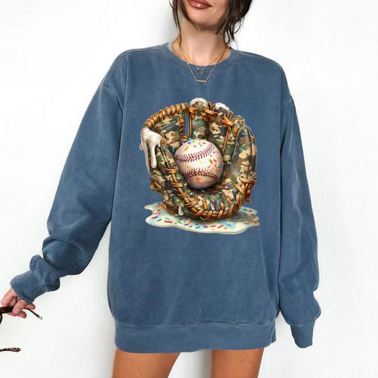Camo Baseball Gloves Lifestyle 101 Apparel Drip Ice Cream Comfort Colors Sweatshirt