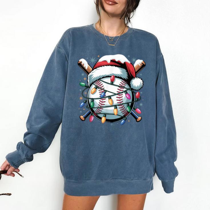 Christmas Baseball Boy Youth Kid Men Santa Hat Xmas Baseball Comfort Colors Sweatshirt