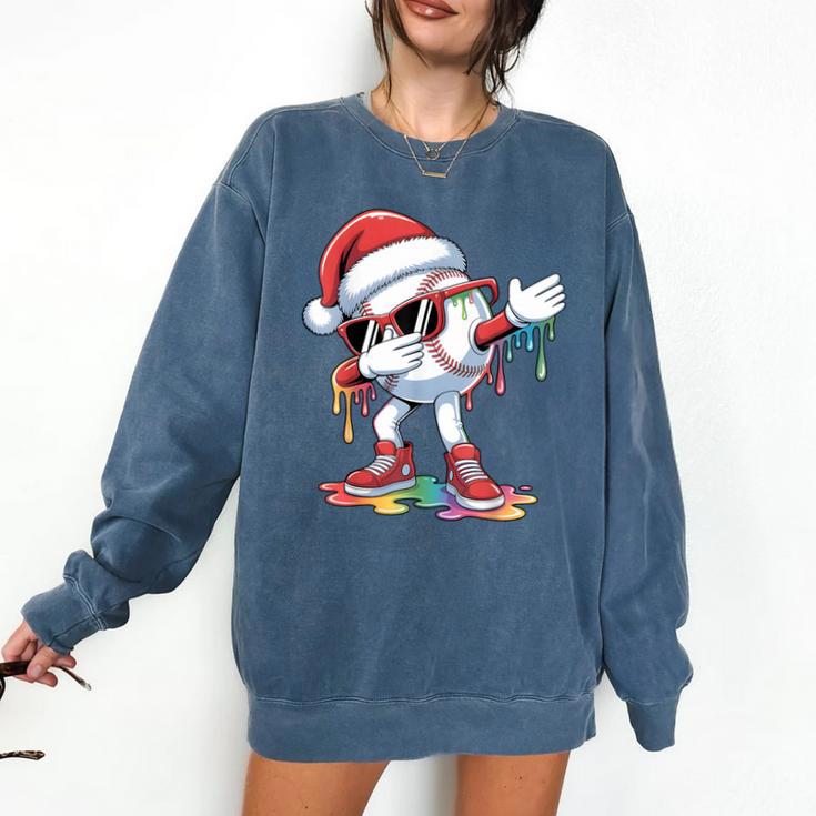 Christmas Baseball Ice Cream Dripping Santa Baseball Drip Comfort Colors Sweatshirt
