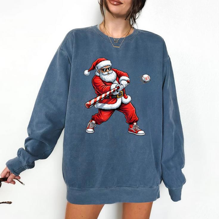 Christmas Baseball Player Santa Xmas Boys Men Toddler Comfort Colors Sweatshirt