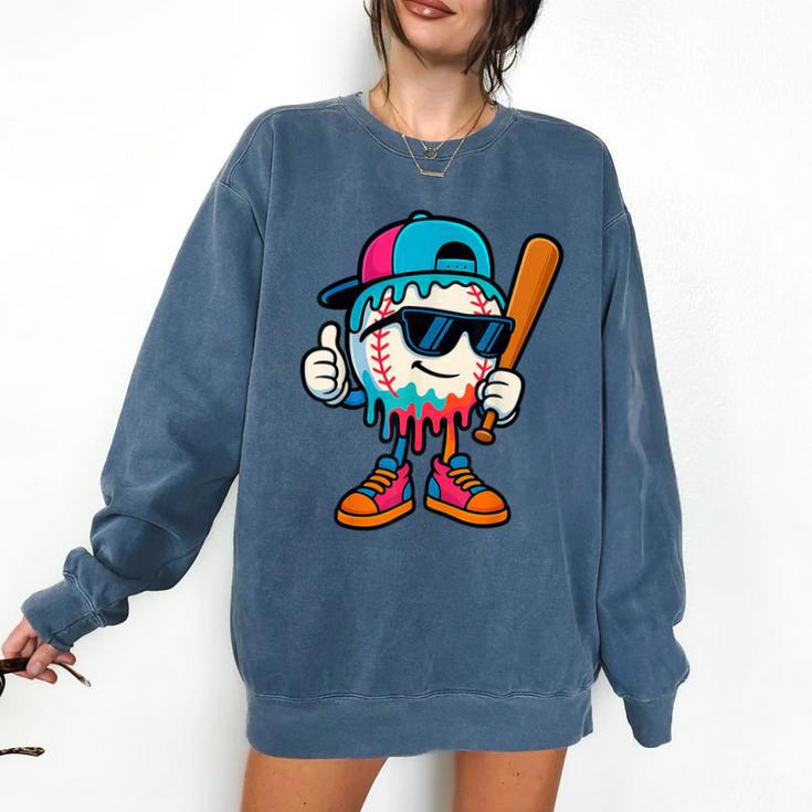 Cool Baseball Drip For Boys Ice Cream Drip Baseball Kids Comfort Colors Sweatshirt