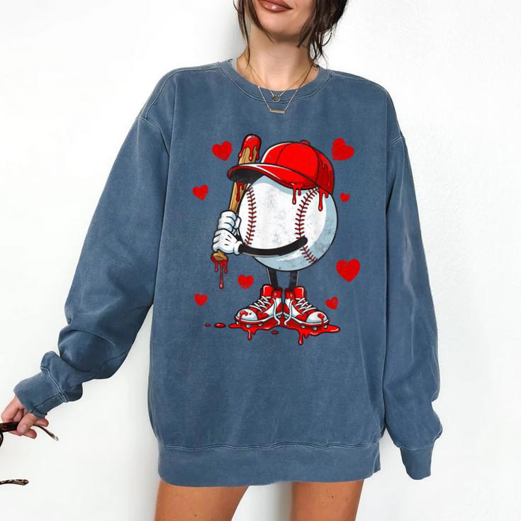 Cute Dripping Baseball Lover Valentines Day Boys Kids Comfort Colors Sweatshirt