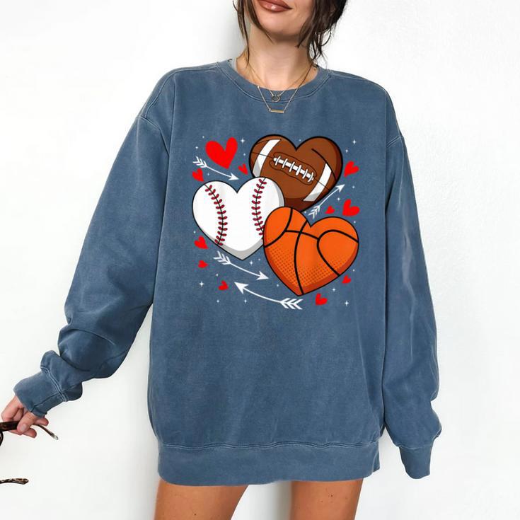 Cute Heart Baseball Basketball Football Valentine Boy Men Comfort Colors Sweatshirt