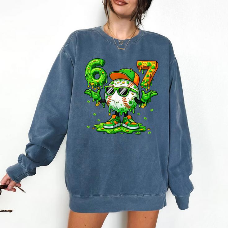 Drip Baseball Irish Shamrock St Patricks Men Boy Kid Comfort Colors Sweatshirt