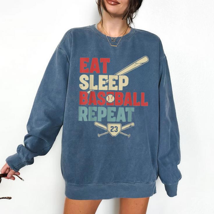 Eat Sleep Baseball Repeat Bat Ball Player Fan Comfort Colors Sweatshirt