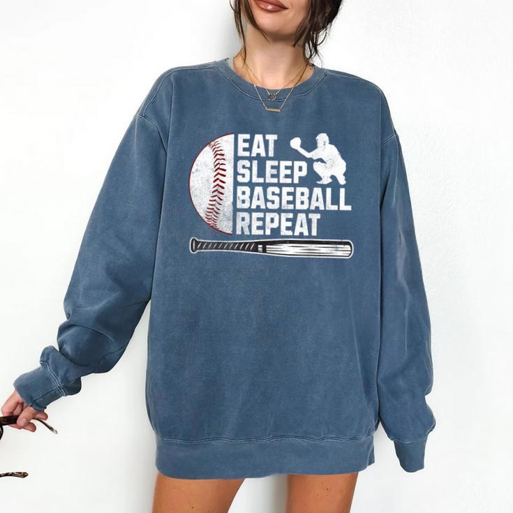 Eat Sleep Baseball Repeat Baseball Player Men Boys Comfort Colors Sweatshirt