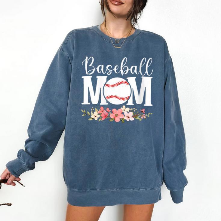 Floral Baseball Mom Mother's Day Cute Baseball Mama Mommy Comfort Colors Sweatshirt