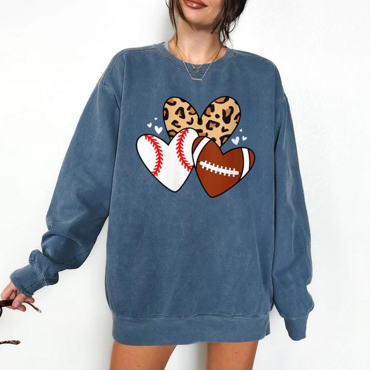Football Baseball Heart Football Baseball Mom Comfort Colors Sweatshirt