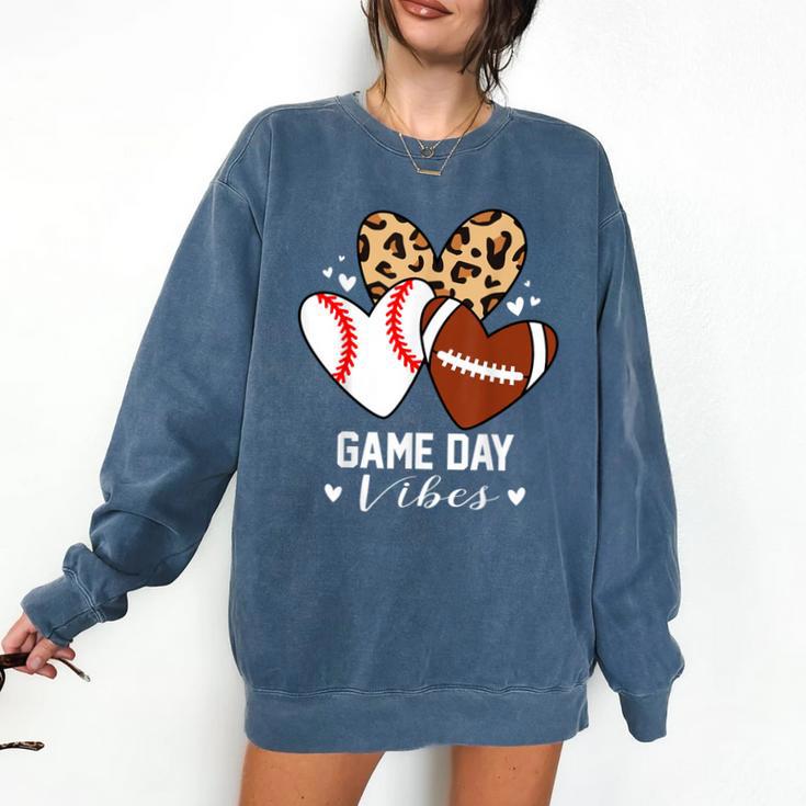 Game Day Vibes Football Baseball Mom Heart Comfort Colors Sweatshirt