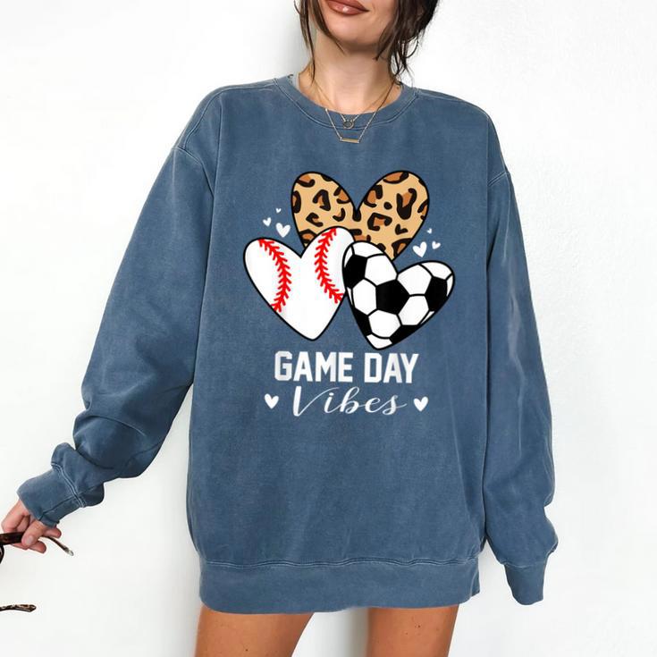 Game Day Vibes Soccer Baseball Mom Heart Comfort Colors Sweatshirt