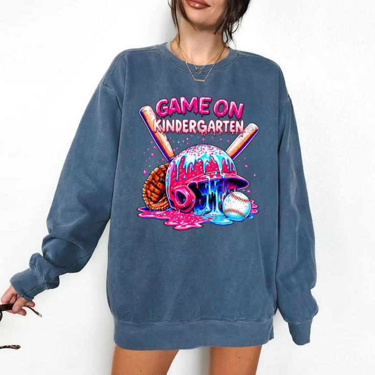 Game Kindergarten Baseball Ice Cream Drip On Back To School Comfort Colors Sweatshirt