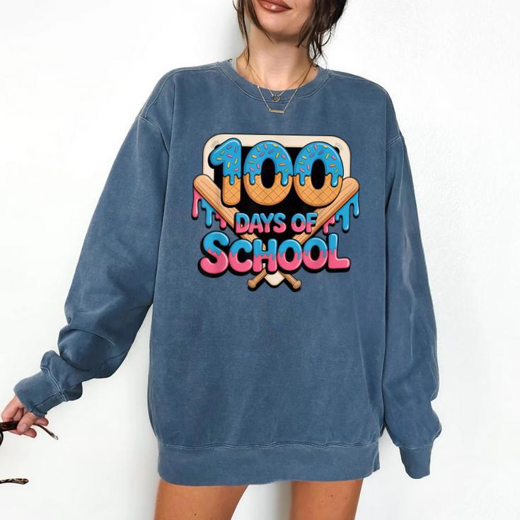 Happy 100 Days Of School Baseball Drip For Kids Teachers Comfort Colors Sweatshirt