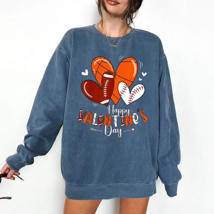 Happy Valentines Day Basketball Baseball Football Boys Comfort Colors Sweatshirt