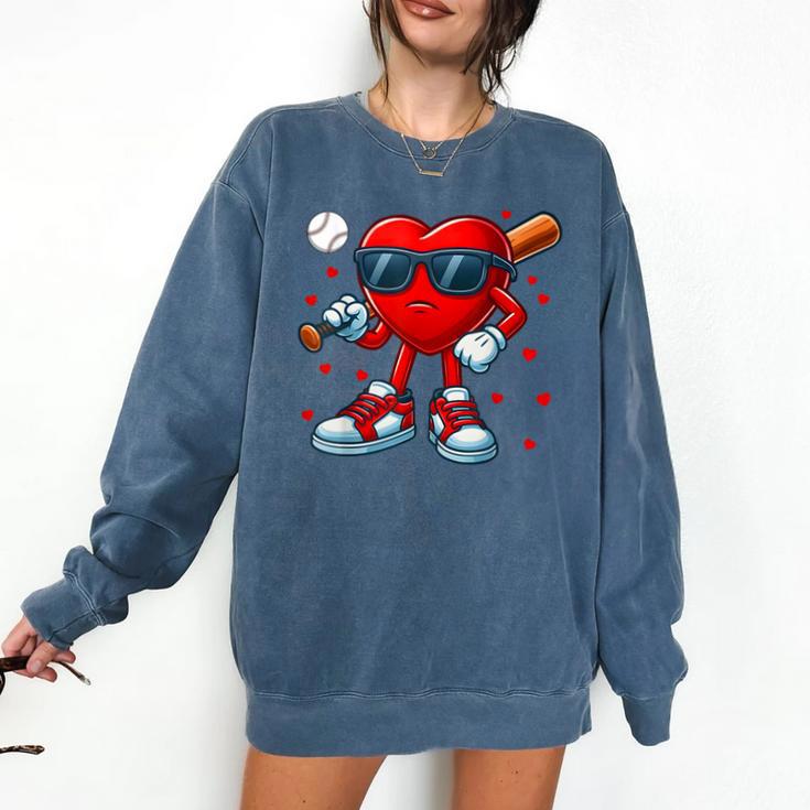 Heart Love Baseball Valentine Outfit Men Boy Comfort Colors Sweatshirt