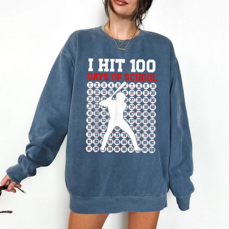 I Hit 100 Days Of School Baseball 100 Day Of School Comfort Colors Sweatshirt