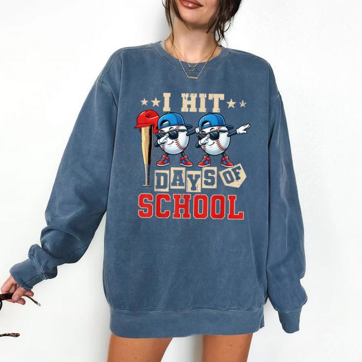 I Hit 100 Days Of School Baseball Kids Boy Teacher 100th Day Comfort Colors Sweatshirt