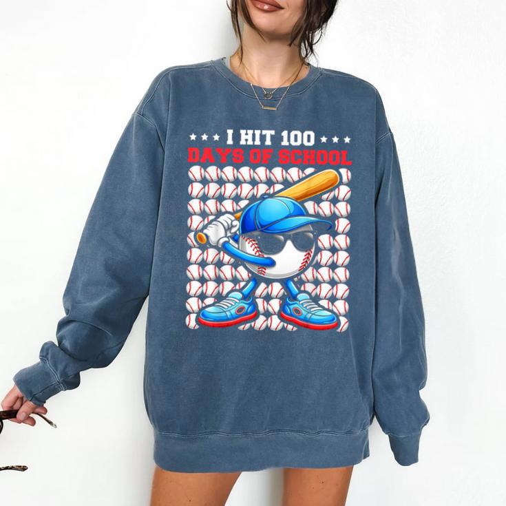 I Hit 100 Days Of School Baseball Player Kids Boys Son Comfort Colors Sweatshirt