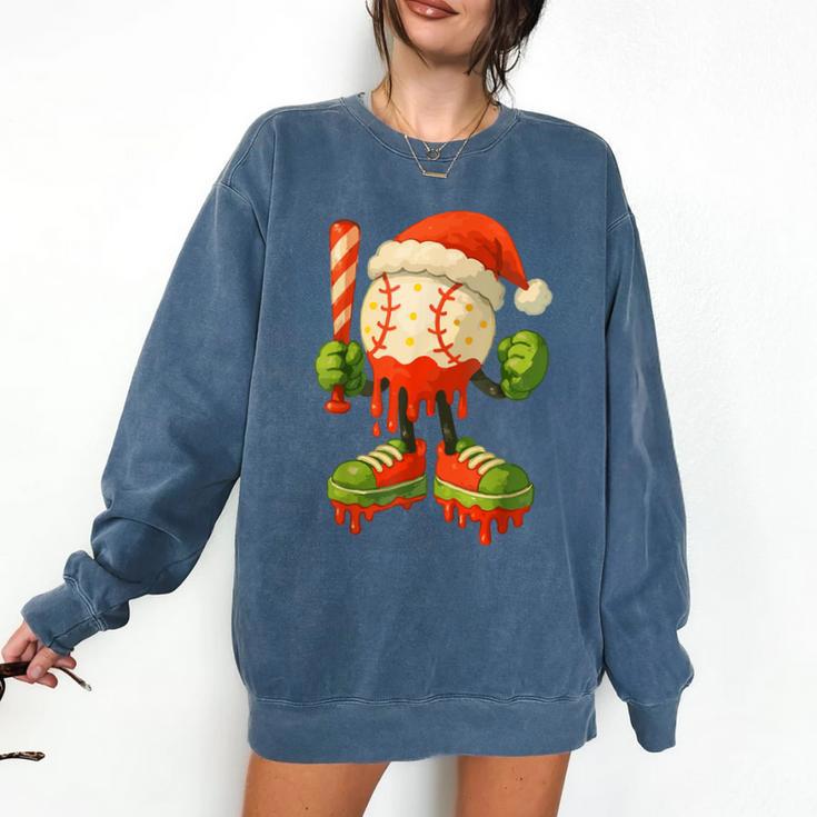 Ice Cream Drip Baseball Christmas Baseball Drip Candy Cane Comfort Colors Sweatshirt