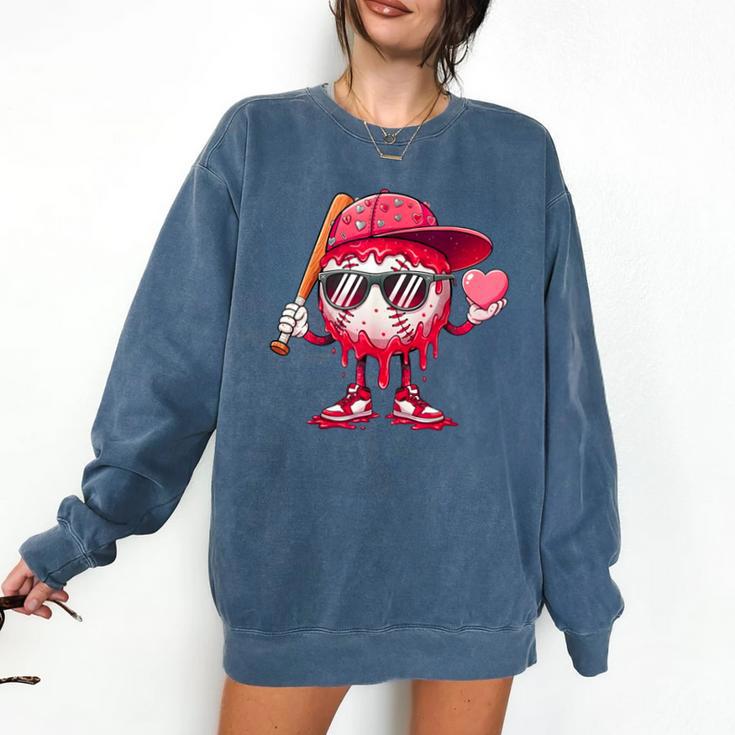Ice Cream Drip Baseball Valentine's Day Spots Baseball Drip Comfort Colors Sweatshirt