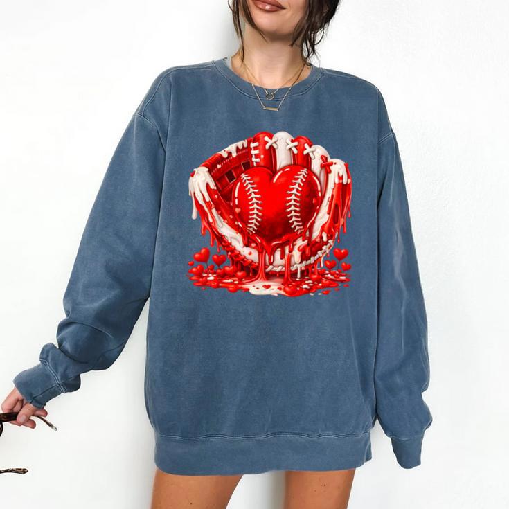 Ice Cream Drip Heart Valentines Day Baseball Boys Youth Kids Comfort Colors Sweatshirt