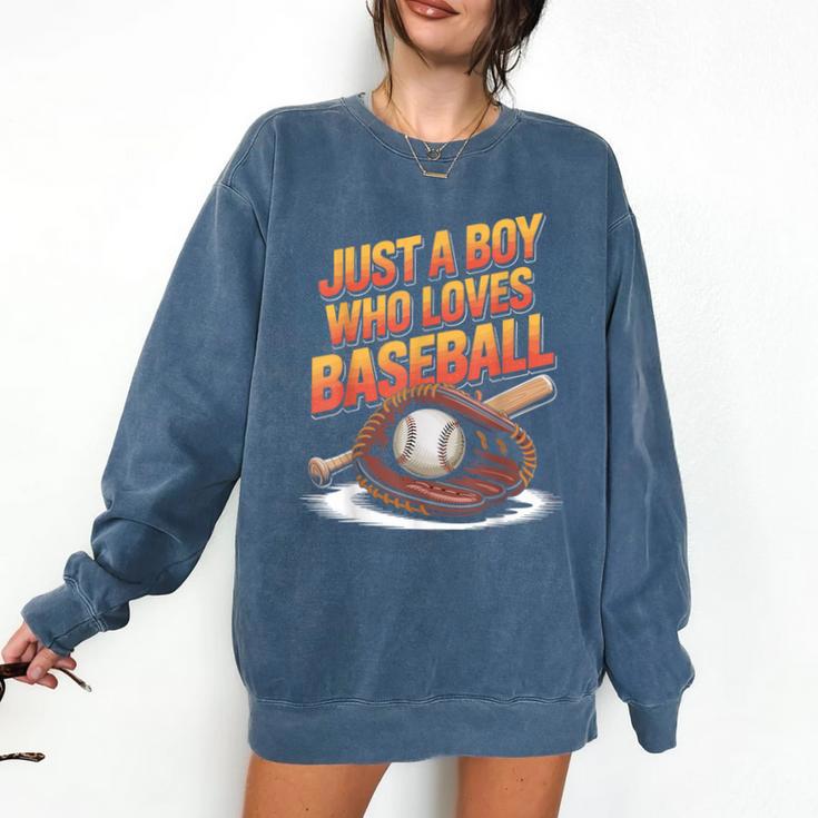 Just A Boy Who Loves Baseball Player Kids Comfort Colors Sweatshirt
