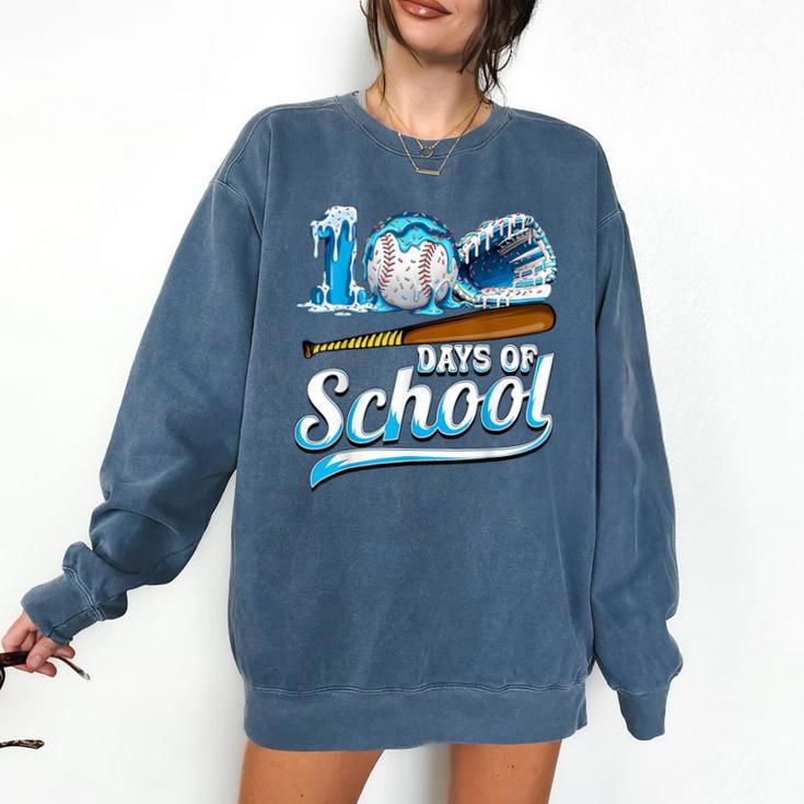 Kid 100 Days Of School Drip Baseball Ice Cream 100th Day Boy Comfort Colors Sweatshirt