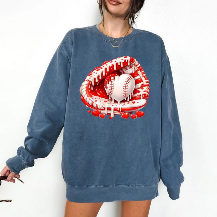 Kid Drip Ice Cream Baseball Heart Catcher Valentines Day Boy Comfort Colors Sweatshirt