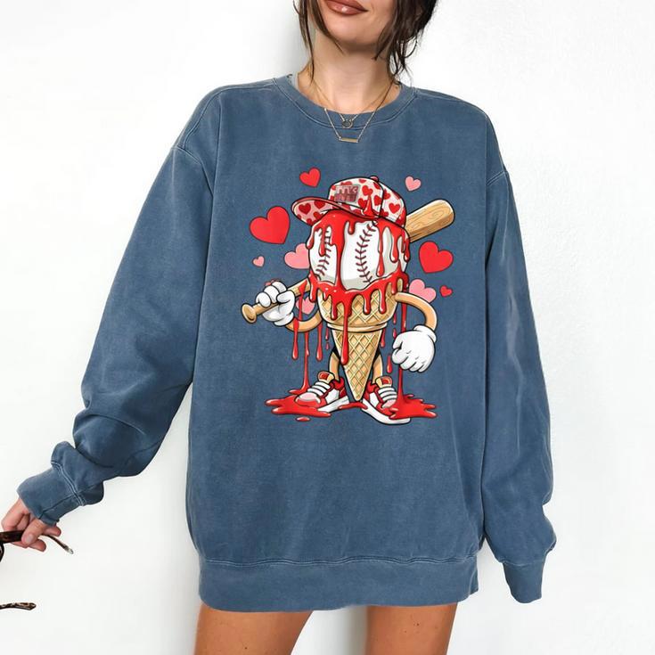 Kids Baseball Drip Ice Cream Apparel Kids Boys Valentine Comfort Colors Sweatshirt