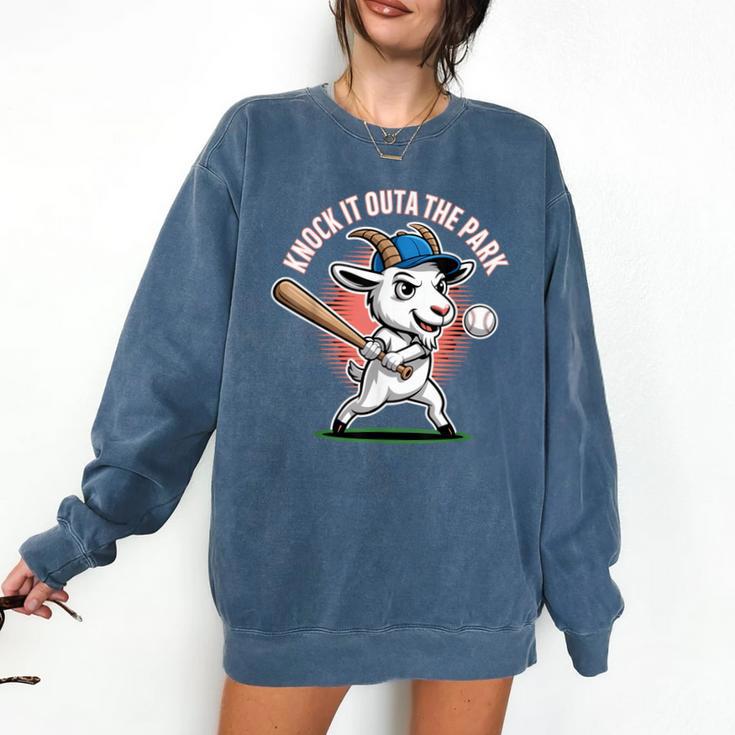 Knock It Outa The Park Baseball Goat Home Run Comfort Colors Sweatshirt