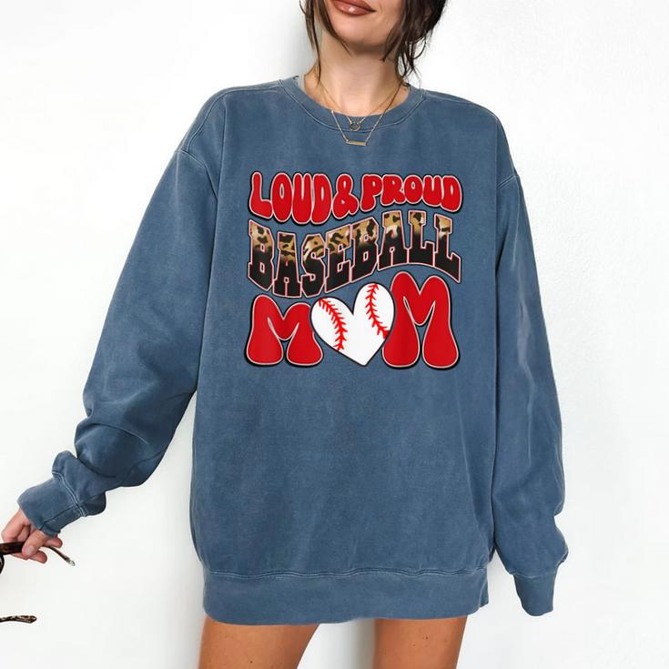 Loud Proud Baseball Mom Red Team Leopard Baseball Mom Squad Comfort Colors Sweatshirt
